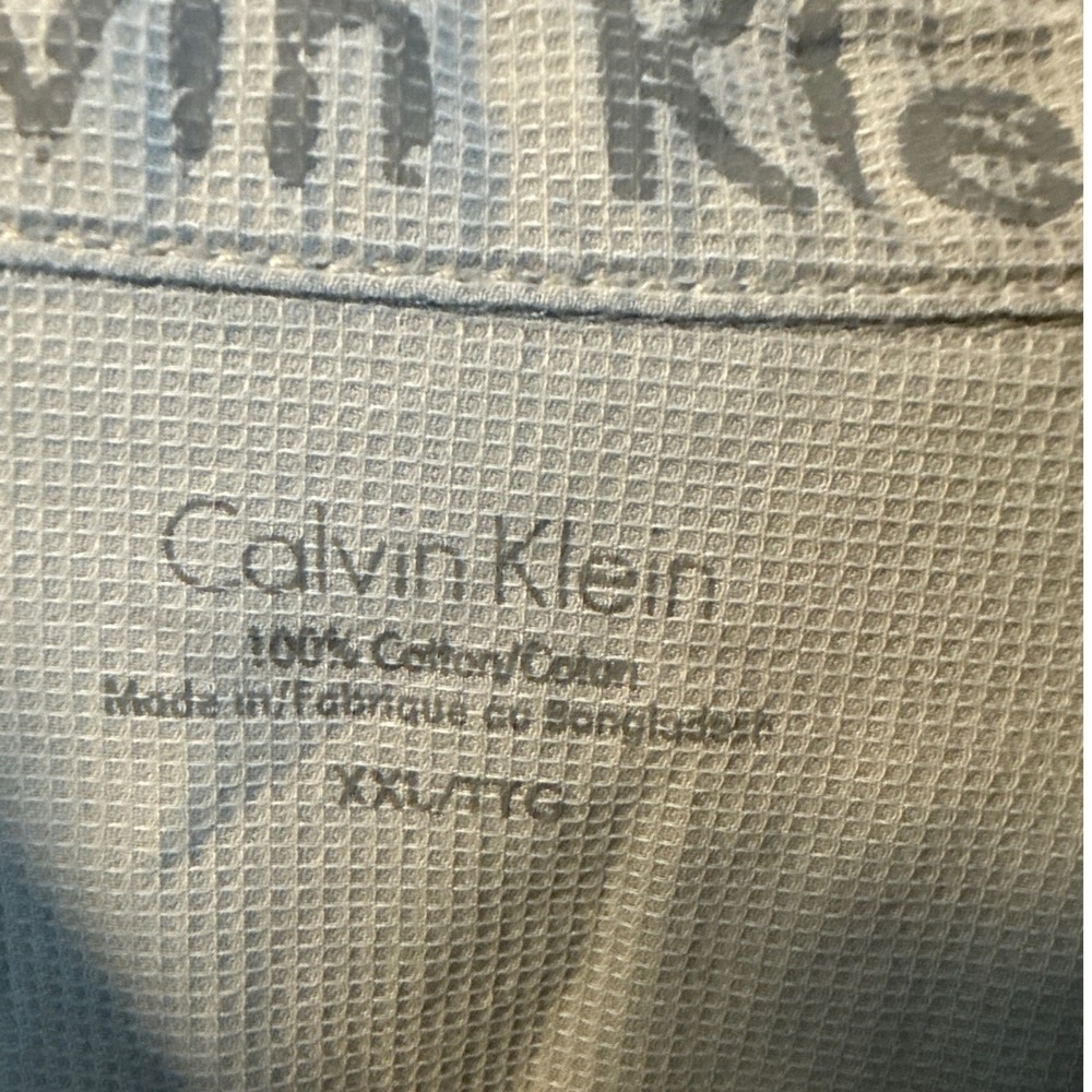 Calvin Klein Mens XXL Olive Green Waffle Weave Military Epaulette Button Down - Picture 5 of 7
